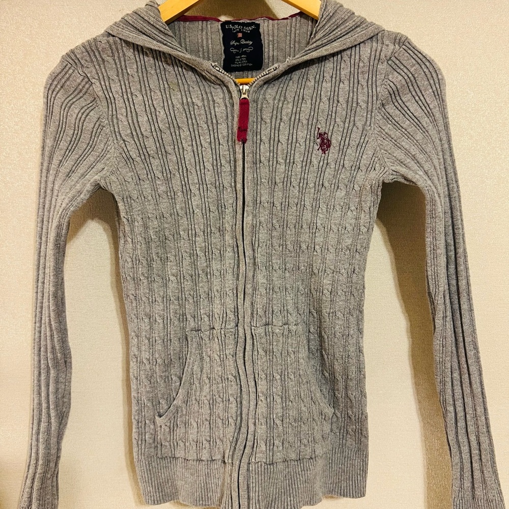 U.S. Polo Assn. Light Gray Hooded Cardigan